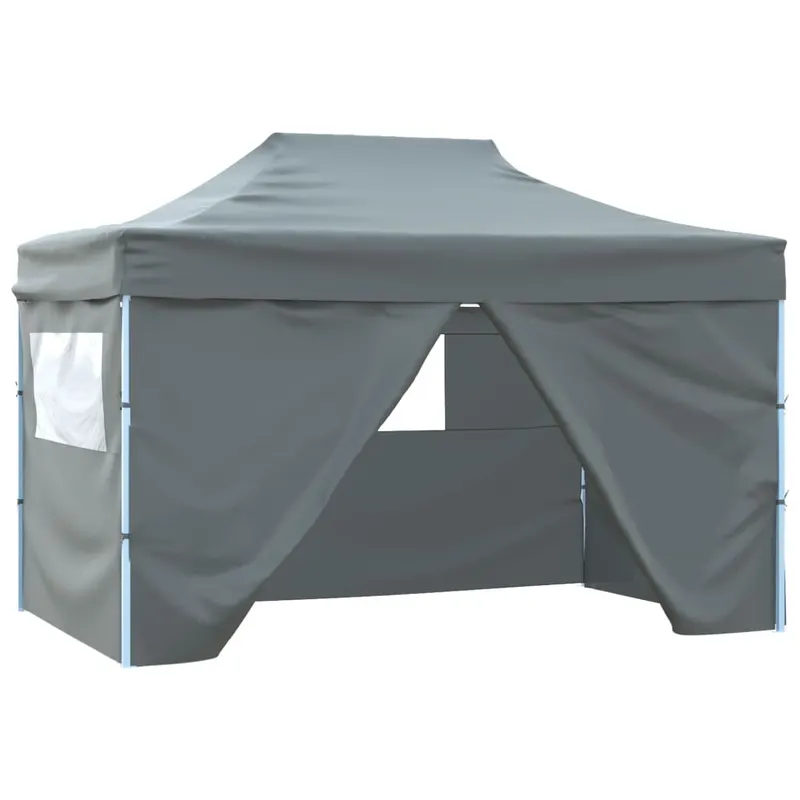 cort pliabil pop up cu 4 pereti laterali, antracit, 3 x 4,5 m