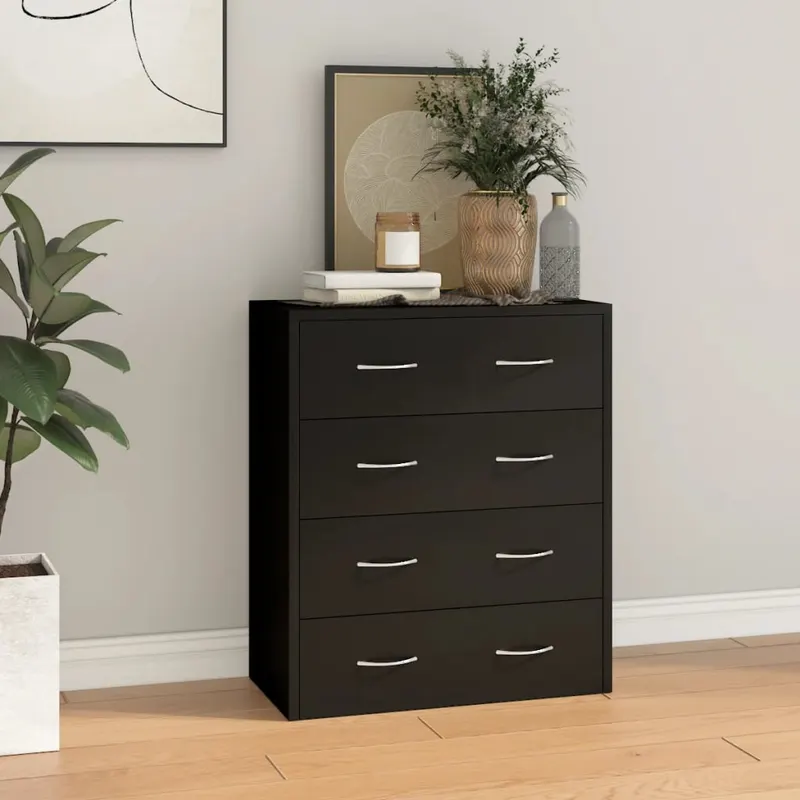 servanta cu 4 sertare, negru, 60x30,5x71 cm