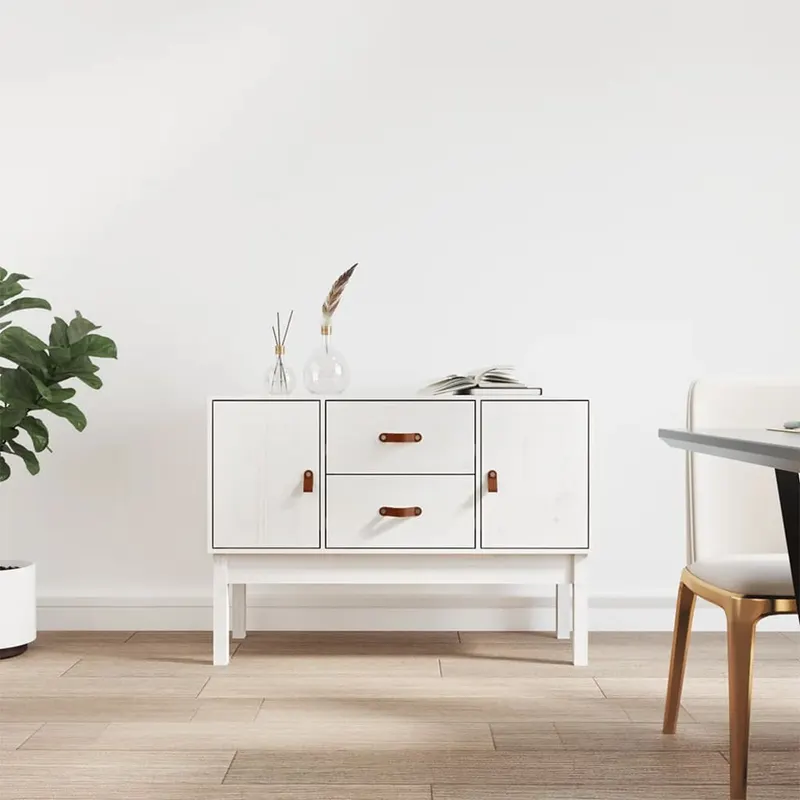 servanta, alb, 110x40x78 cm, lemn masiv de pin