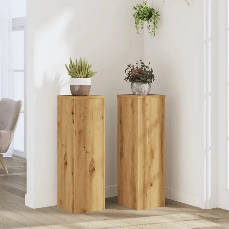 suporturi de plante, 2 buc., stejar artizanal, 25x25x80cm, lemn