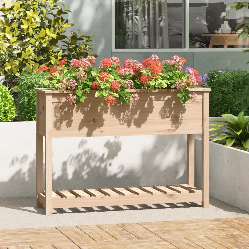 jardiniera cu raft, 111,5x34,5x81 cm, lemn masiv de pin
