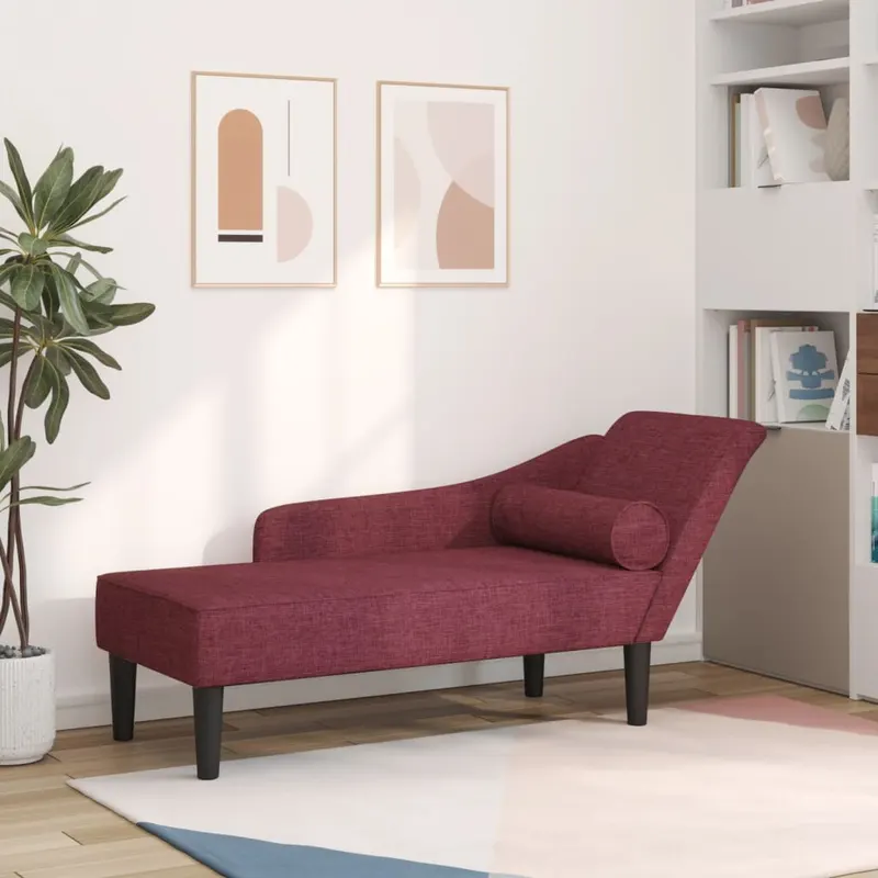 fotoliu sezlong cu perne, rosu vin, material textil