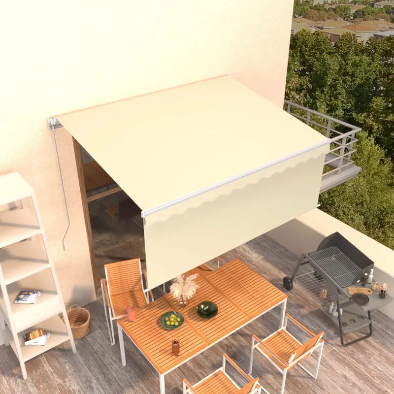 copertina retractabila manual cu stor, crem, 3,5x2,5 m