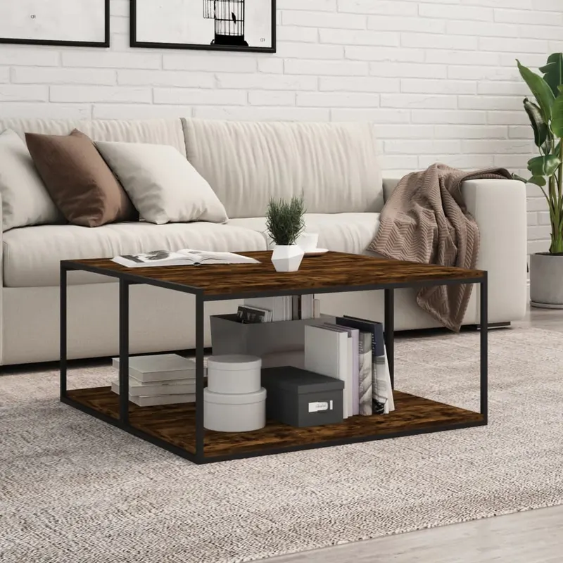 rafturi perete 4 buc. stejar fumuriu 80x40x1,5 cm lemn compozit