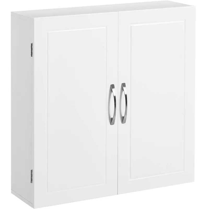 Dulap de baie de perete, cu 2 rafturi reglabile, stil scandinav, 60x18x60cm, alb mat