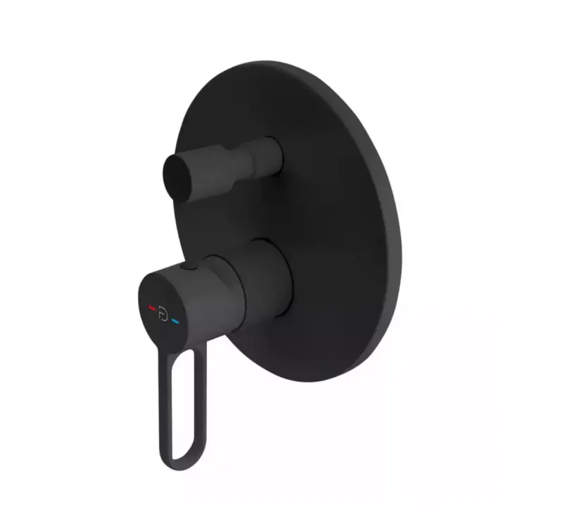 Unitate comanda FDesign Zaffiro FD1-ZFR-7P-22, 1 2 , aparenta, 2 iesiri 1 2 , diverter, valva inclusa, mat, negru