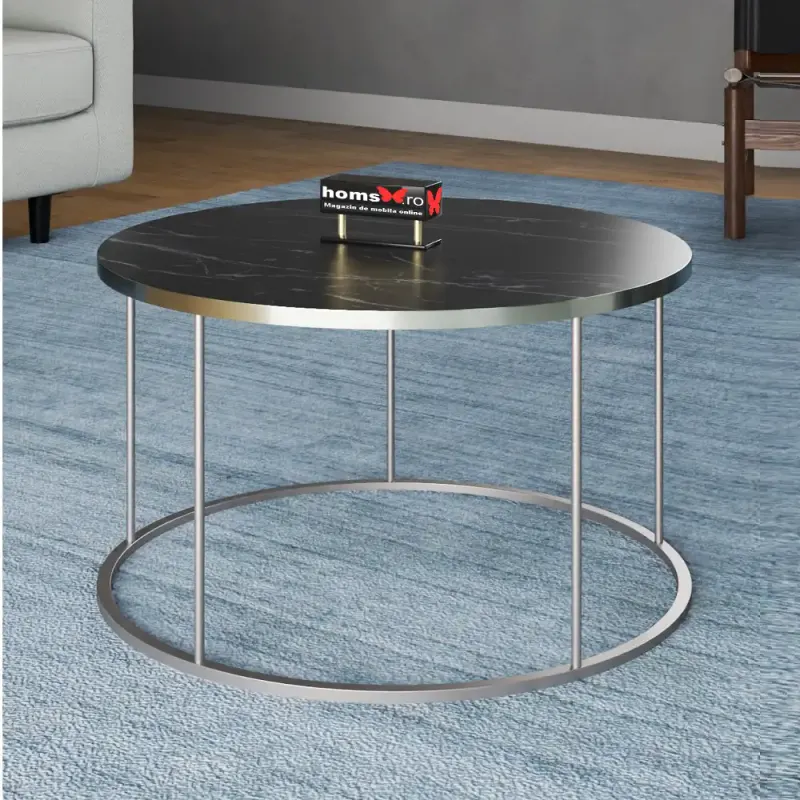 Masuta de cafea Vicenta , negru si argintiu, seria 440, 70 cm