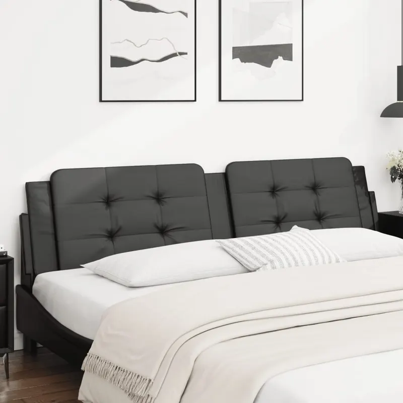 perna pentru tablie pat, negru, 200 cm, piele artificiala