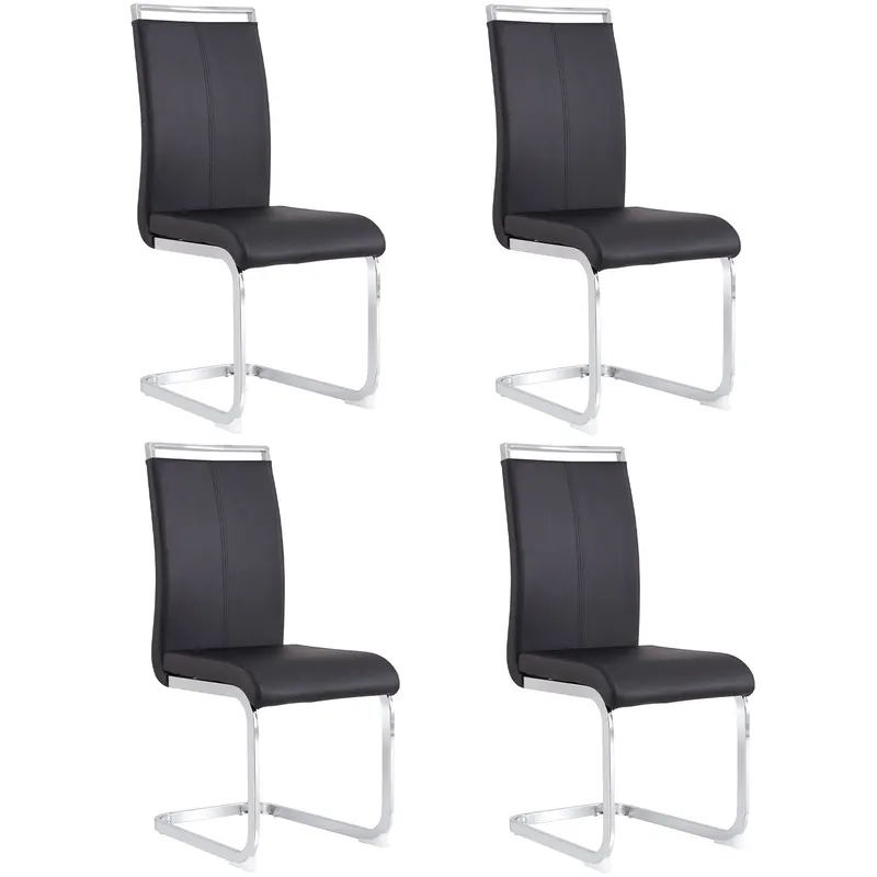 Set de 4 scaune de sufragerie cantilever, Negru