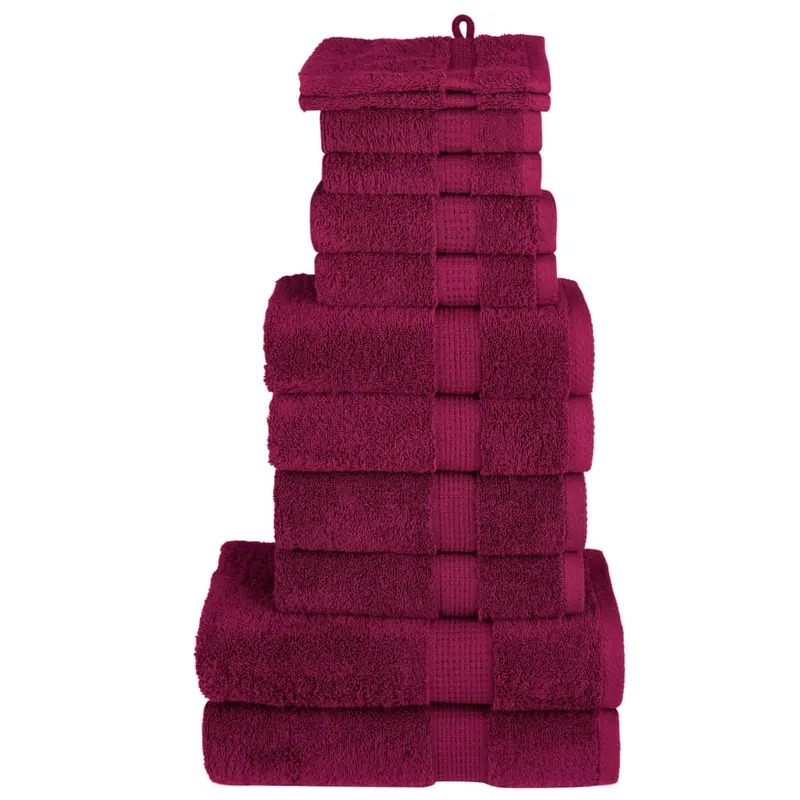 Set de prosoape premium solund, 12 piese, bordo, 600 g/m2