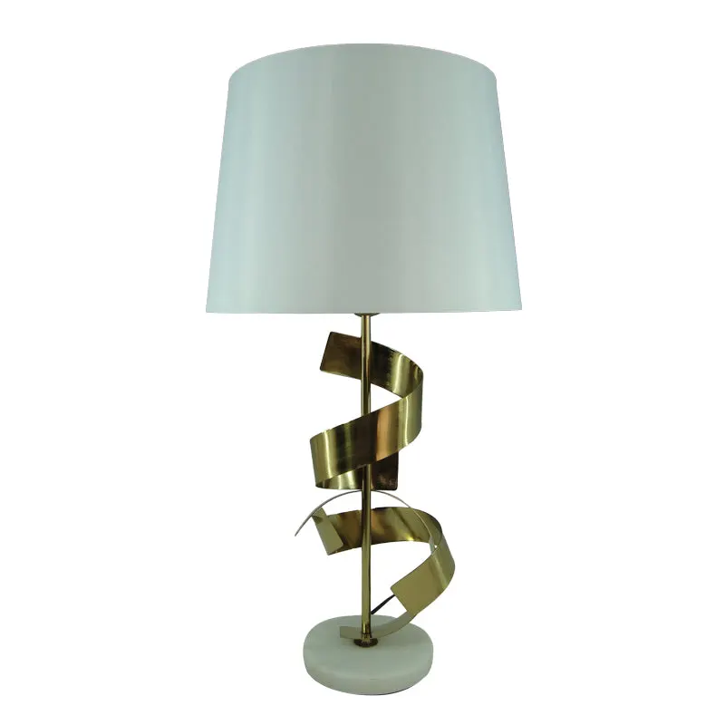 Veioza Lighted metal auriu si abajur din tesatura, alba, 35x35x70 cm - Auriu