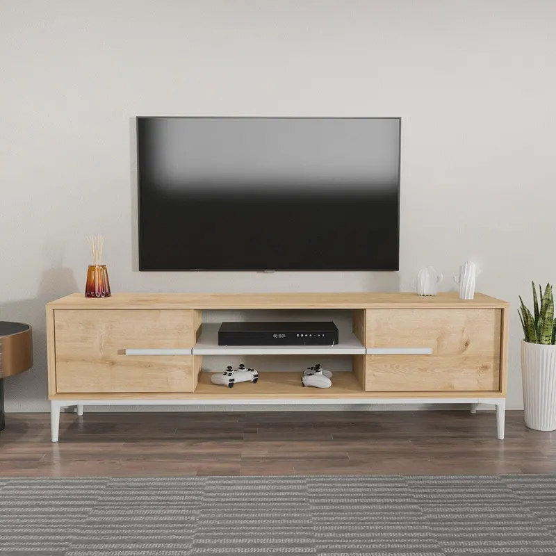 Comoda Tv Eslem cu 2 Raft si 2 Usi, 120 X 43 X 30 Cm - arsiv7