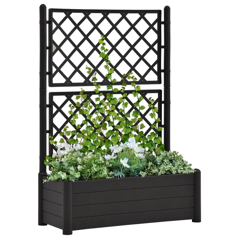 jardiniera de gradina cu spalier, antracit, 100x43x142, pp
