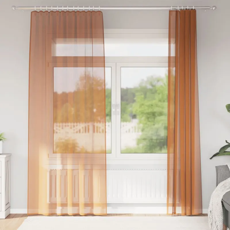 perdele voile cu bucle 2 buc terracota 140x225 cm