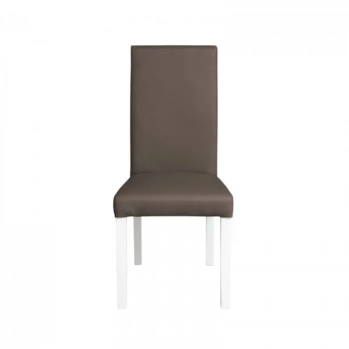 Scaun living TEO, picioare lemn alb, piele ecologica gri elefant, 46x60x98 cm