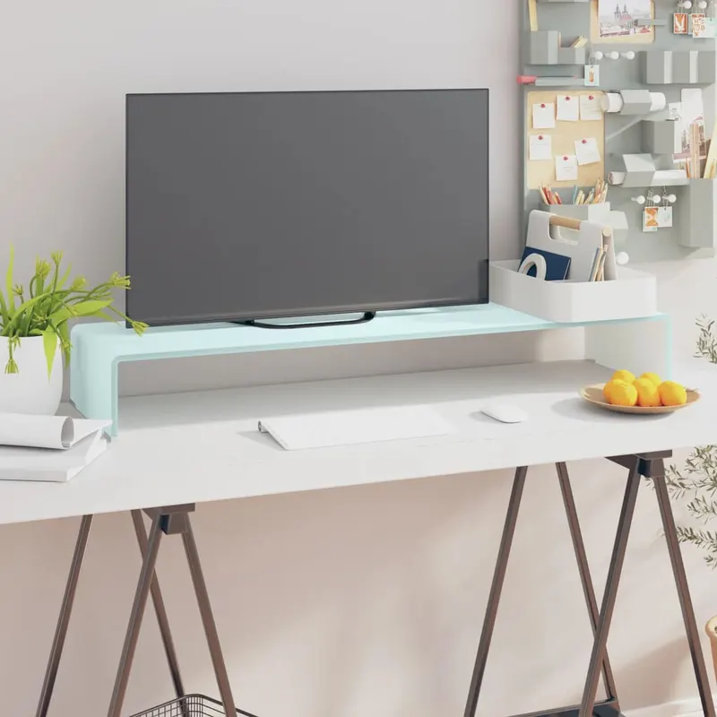 stativ tv/suport monitor, sticla, verde, 100 x 30 x 13 cm
