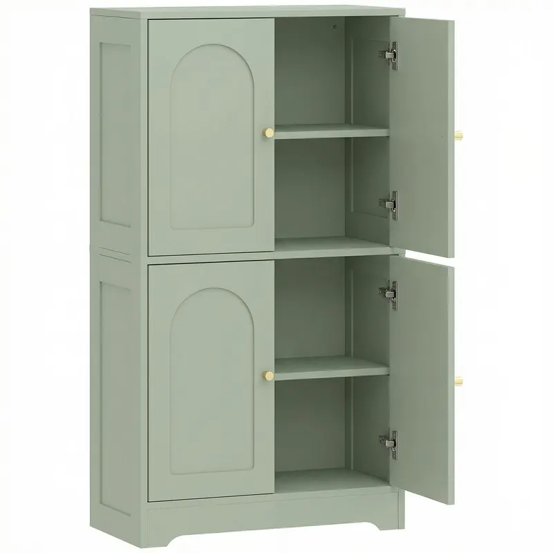 HOMCOM Bufet pentru bucătărie, mobilier de depozitare pentru bucătărie cu 4 uși arcuite și 2 rafturi reglabile, 60 x 30 x 110 cm, verde