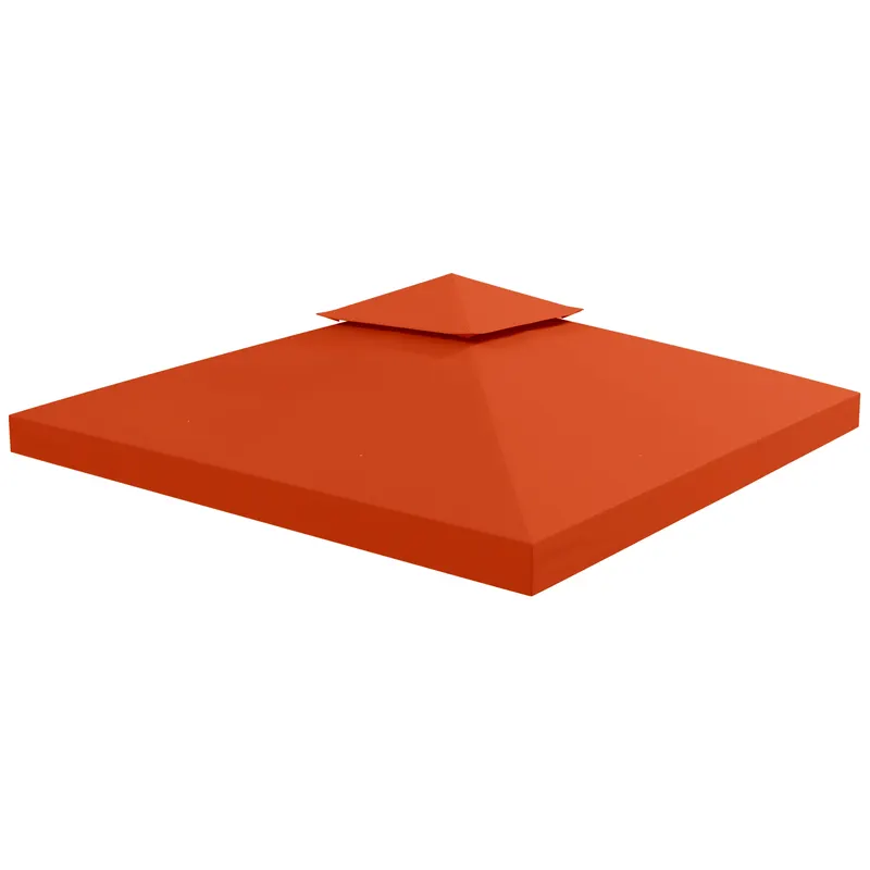 Outsunny Capac de Foișor, Acoperiș pentru Foișor cu 8 Găuri de Drenaj și Curele Velcro, 3x3 m, Roșu Ruginiu