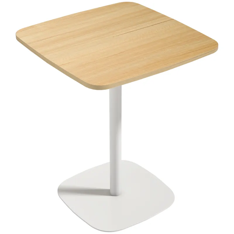 HOMCOM Masă de Bucătărie Pătrată 60 cm, Blat Efect Lemn, Bază din Oțel și Picioare Antiderapante, Lemn Natur