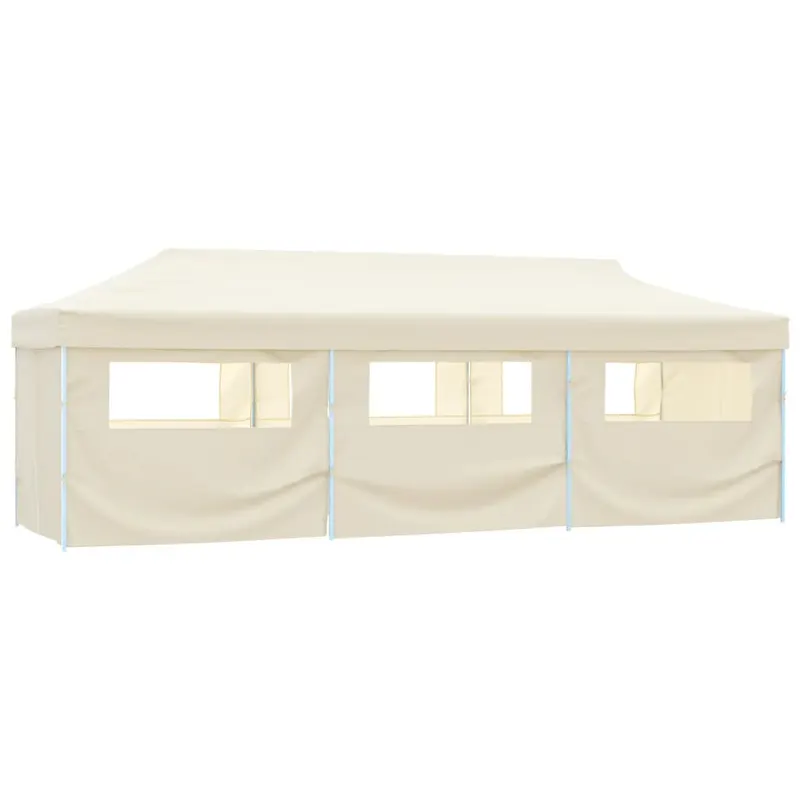 cort de petrecere pliabil cu 8 pereti laterali, crem, 3 x 9 m