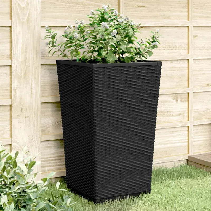 jardiniere de gradina, 2 buc., negru, 32,5x32,5x57 cm, pp