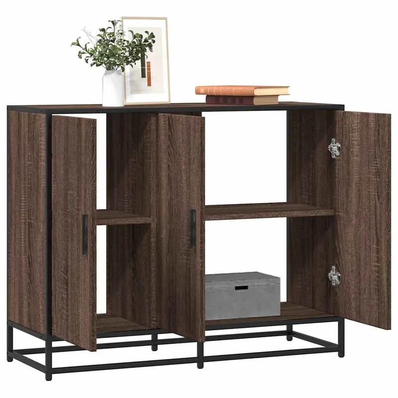 servanta, stejar maro, 94x35x76 cm, lemn compozit