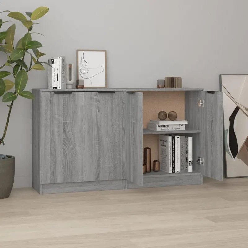 servante, 2 piese, sonoma gri, 60x30x70 cm, lemn prelucrat