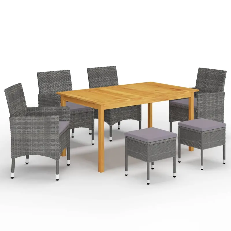 set mobilier de gradina, 7 piese, gri