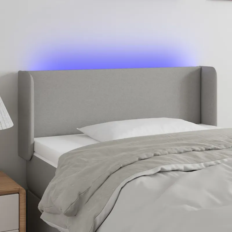 tablie de pat cu led, gri deschis, 103x16x78/88 cm, textil