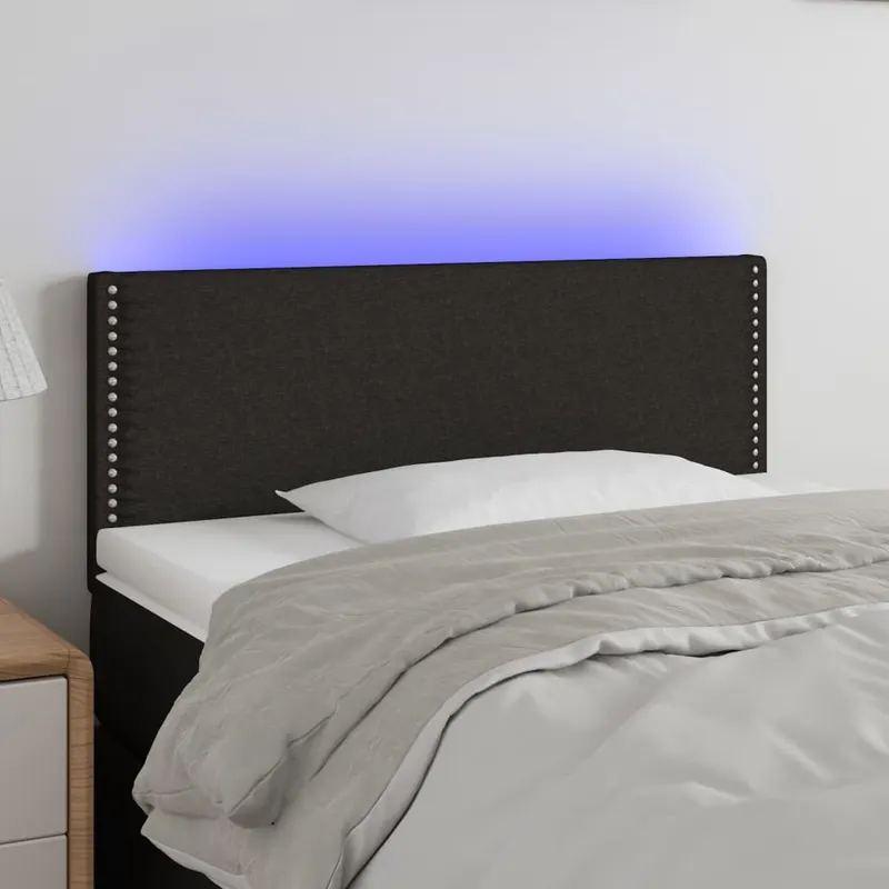 tablie de pat cu led, negru, 100x5x78/88 cm, textil