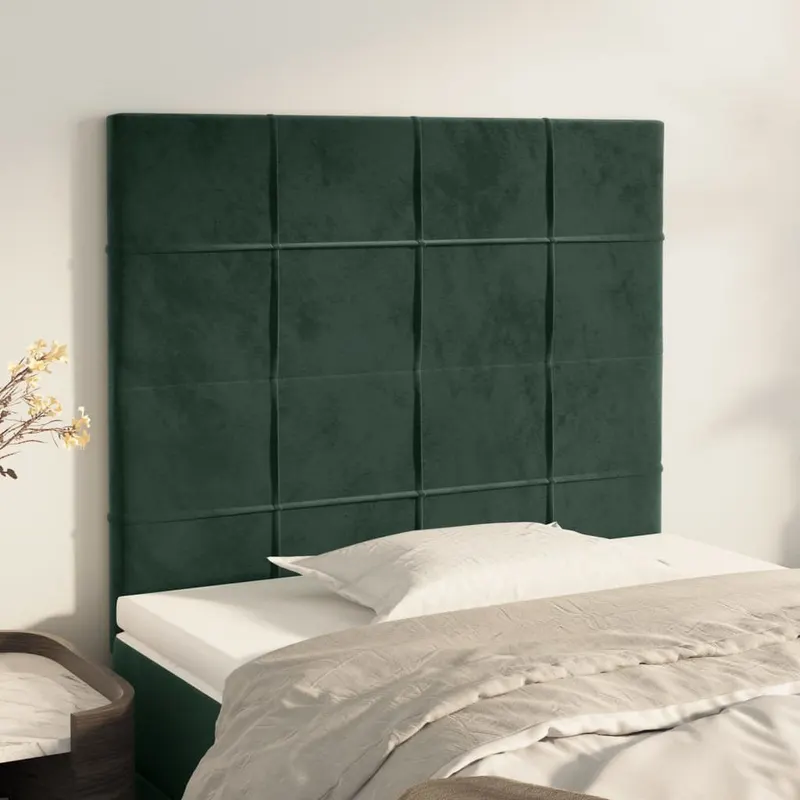 tablii de pat, 2 buc, verde inchis, 100x5x78/88 cm, catifea