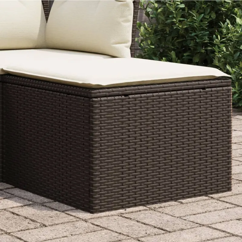 taburet de gradina cu perna, maro, 55x55x37 cm, poliratan