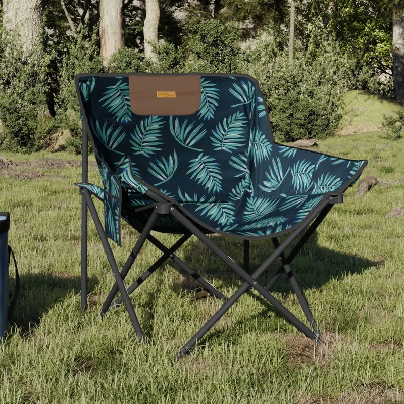 scaune de camping cu buzunar, pliabile, 2 buc., model frunze