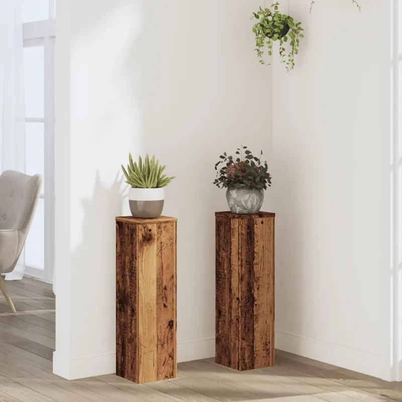 suporturi de plante 2 buc. lemn vechi 17x17x60cm lemn prelucrat