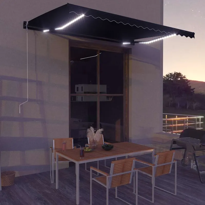 copertina retractabila manual cu led, antracit, 450 x 300 cm