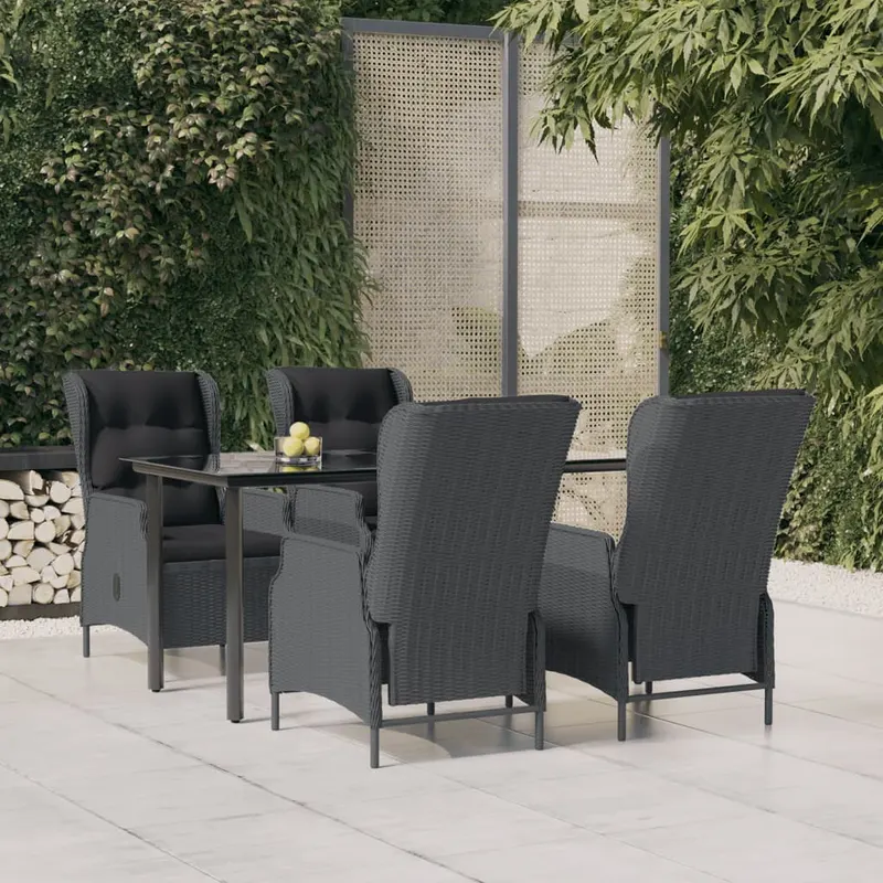 set mobilier de gradina, 5 piese, gri inchis, poliratan