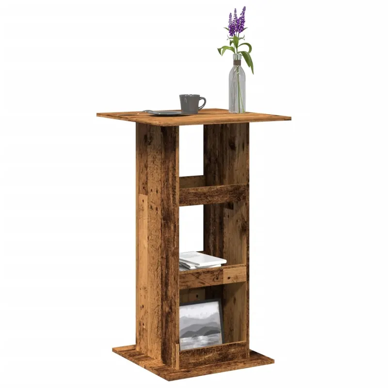 Masa bar cu depozitare lemn vechi, 60x60x102 cm, lemn prelucrat