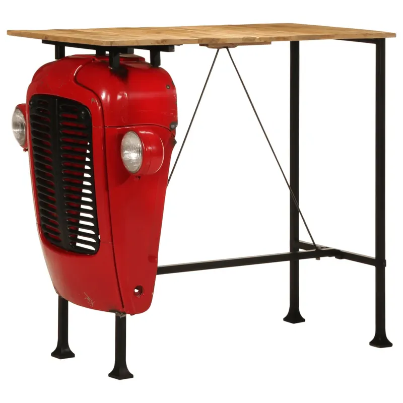 masa bar stil tractor rosu/maro 55x120x107 cm lemn masiv mango