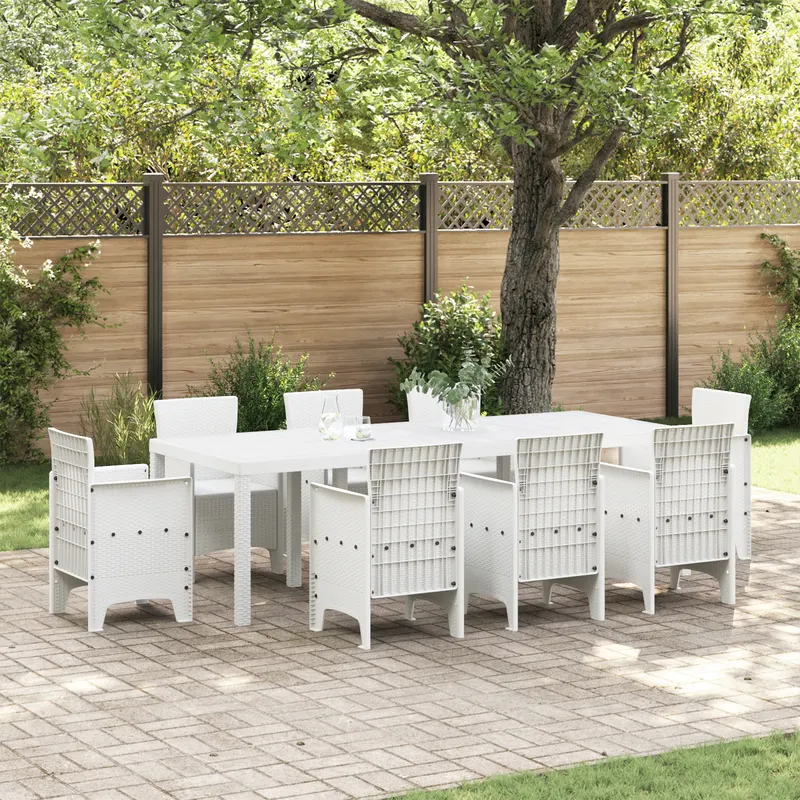 Masa de gradina alb 250x100x73 cm poli rattan, masa de gradina alb 100x100x73 cm poli rattan, masa de gradina alb 150x100x73 cm poli rattan