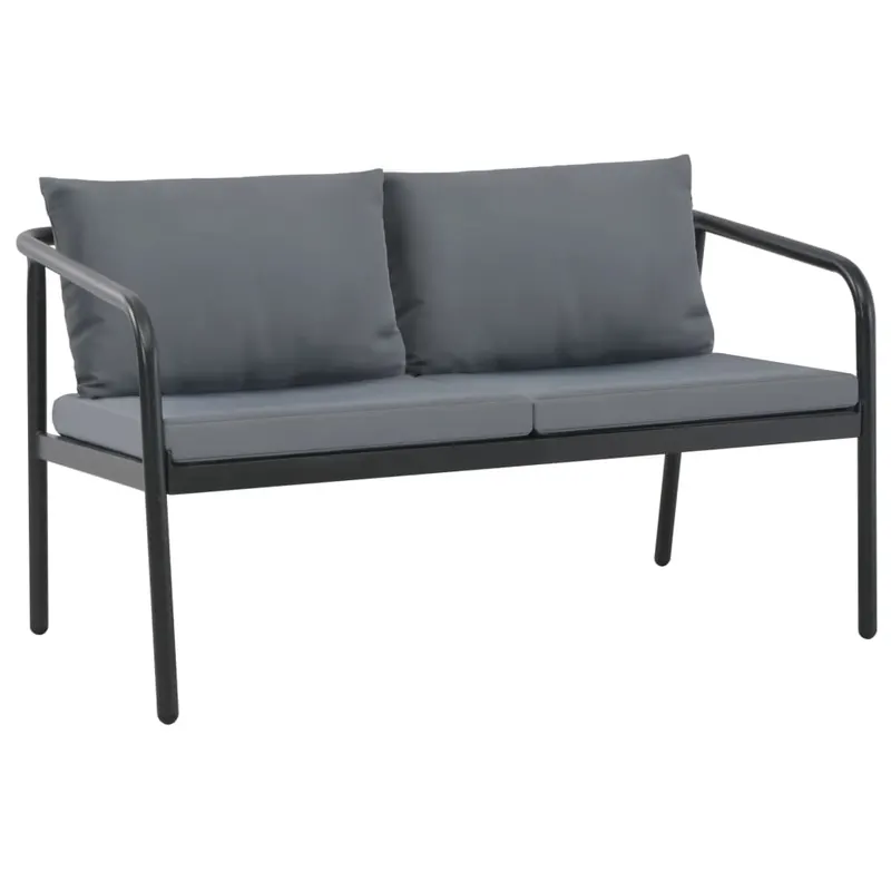 canapea de gradina cu 2 locuri, cu perne, gri, aluminiu