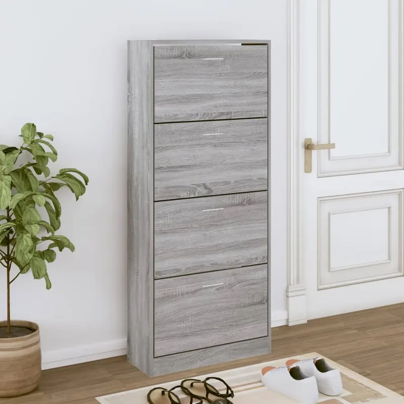 pantofar, gri sonoma, 63x24x147 cm, lemn prelucrat