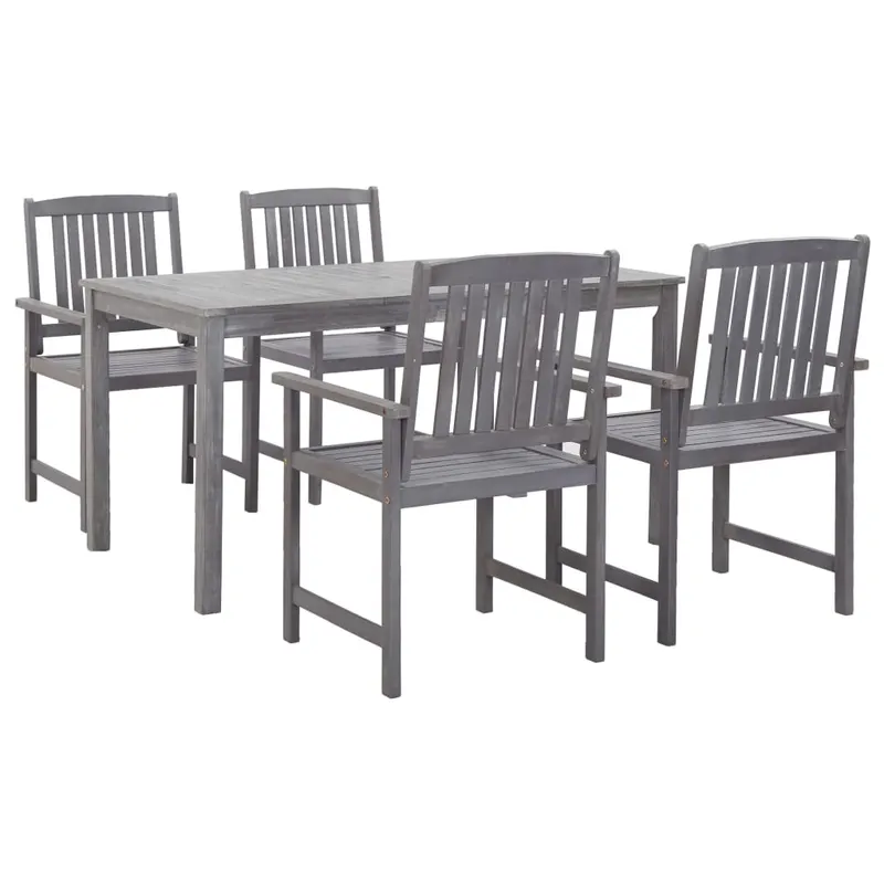 set mobilier de exterior, 5 piese, gri, lemn masiv de acacia