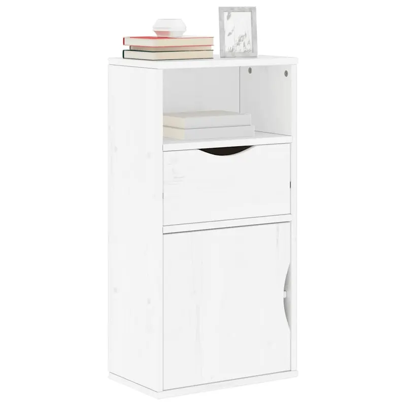 dulap lateral cu sertar „odda” alb 40x24x79cm lemn masiv de pin