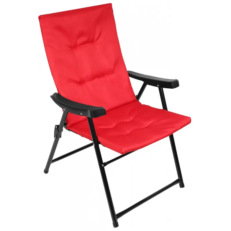 Scaun pliabil de gradina cu perna, structura metalica, 59x66x90 cm, rosu
