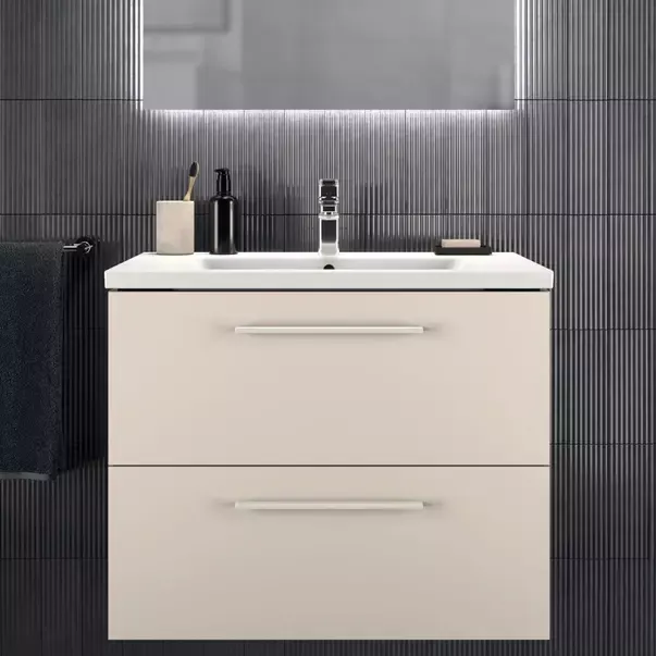 Dulap baza suspendat Ideal Standard i.life B bej nisipiu mat 2 sertare 80 cm