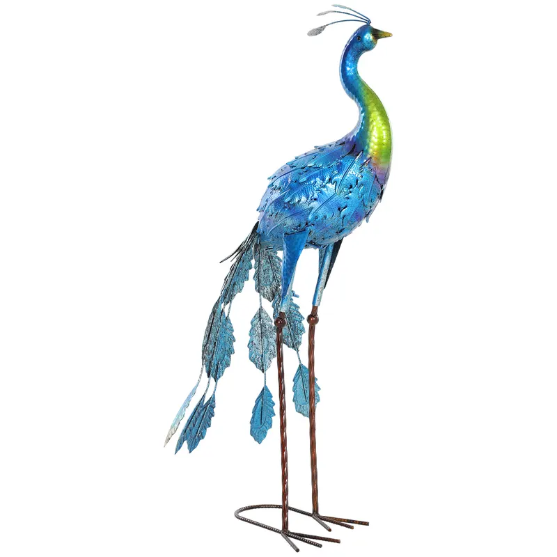 Outsunny Statuie de paun de grădină decorație grădină exterioară din metal rezistentă la elemente 40 x 43 x 83 cm multicolor
