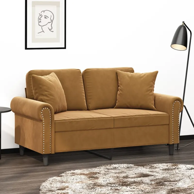 perne decorative, 2 buc., maro, 40x40 cm, catifea