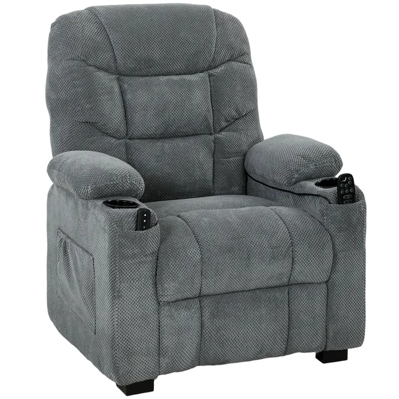 HOMCOM Fotoliu relax electric cu masaj și încălzire, motor silențios și funcție Memory, Gri închis