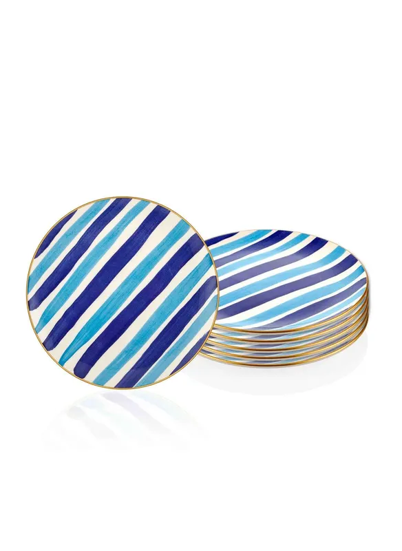 Set 6 Farfurii Linea, Ceramica, Albastru, 26 cm - Albastru