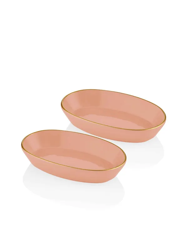 Set de farfurii 2 bucăți BSC0019, Salmon, 26x14x1 cm - Roz